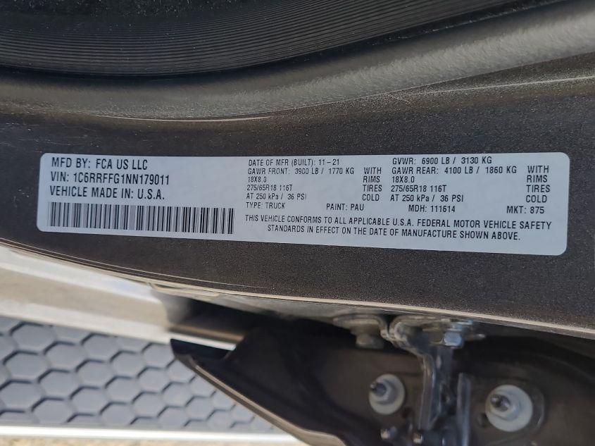 RAM 1500 BIG HORN  4X4 5'7 BOX 2022