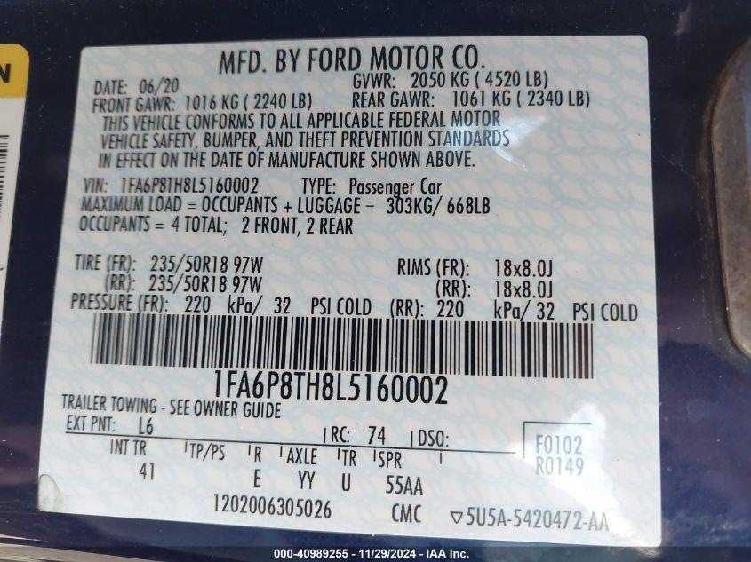 FORD MUSTANG ECOBOOST PREMIUM 2020