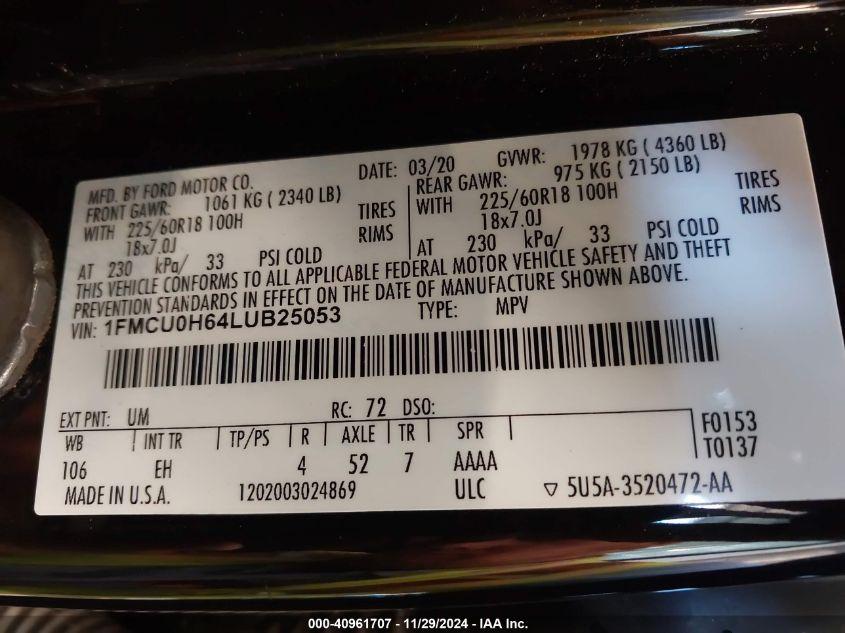 FORD ESCAPE SEL 2020