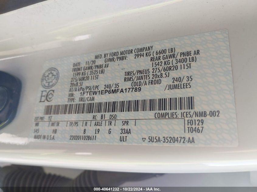 FORD F-150 LARIAT 2021