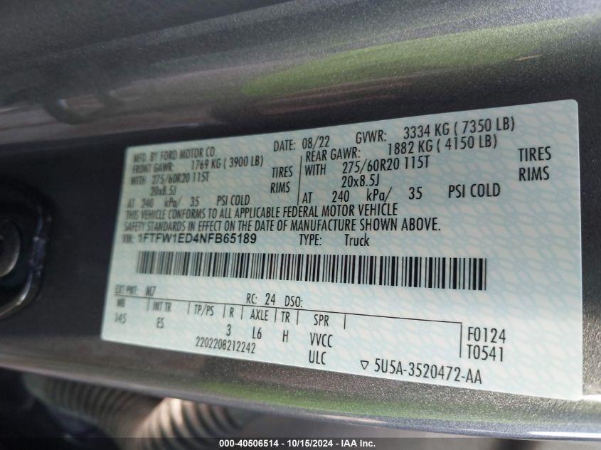 FORD F-150 LARIAT 2022