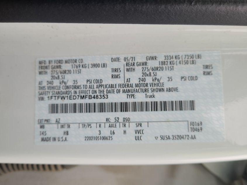 FORD F-150 LARIAT 2021