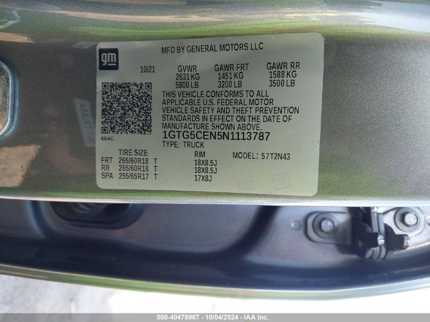 GMC CANYON 2WD  SHORT BOX ELEVATION 2022