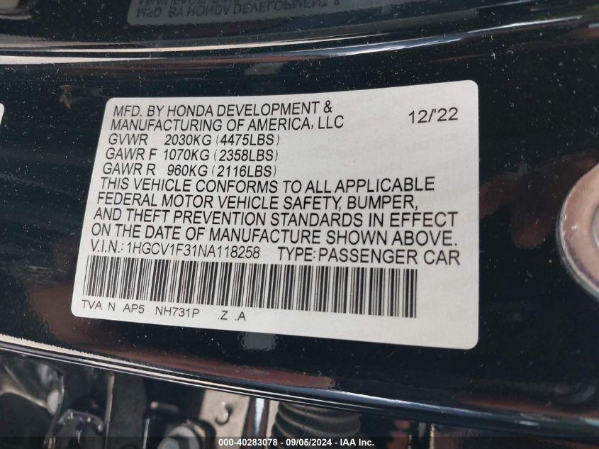 HONDA ACCORD SPORT 2022