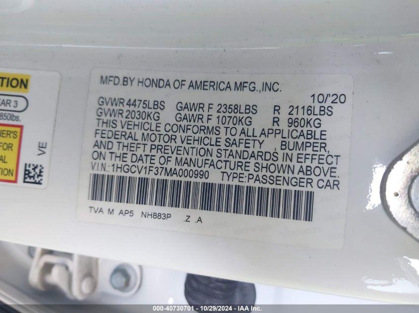 HONDA ACCORD SPORT 2021