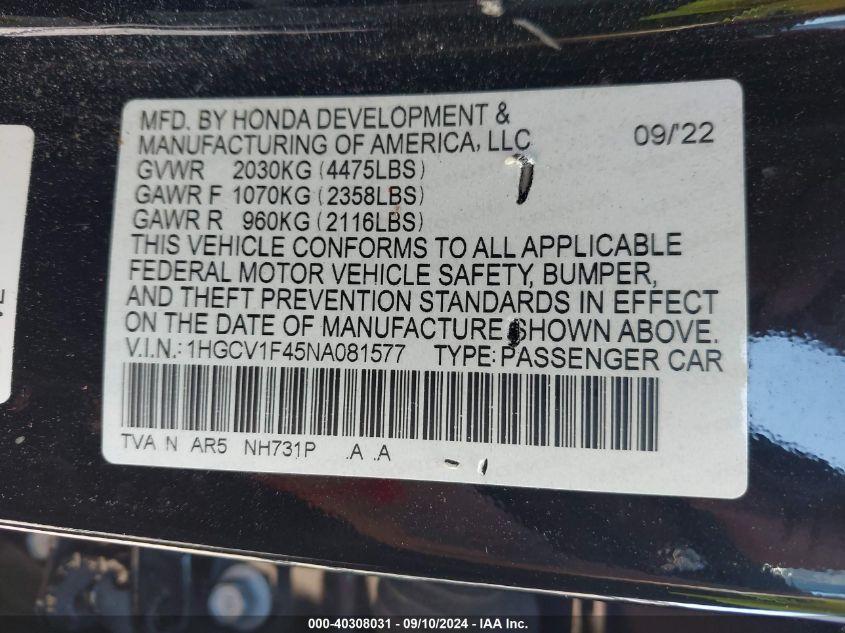 HONDA ACCORD SPORT SPECIAL EDITION 2022