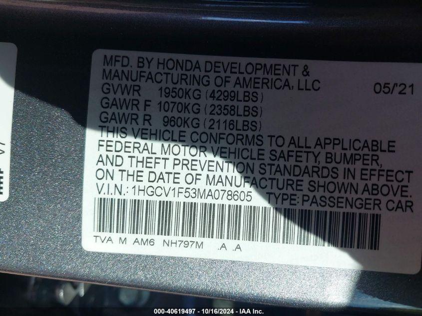 HONDA ACCORD EX-L 2021