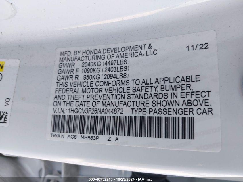 HONDA ACCORD HYBRID SPORT 2022