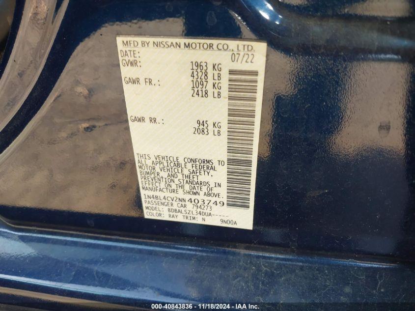 NISSAN ALTIMA SR FWD 2022