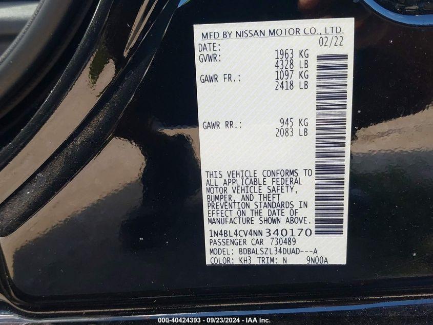 NISSAN ALTIMA SR FWD 2022