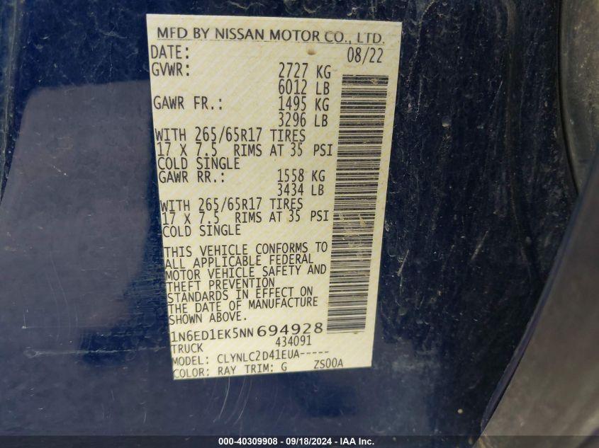 NISSAN FRONTIER SV 4X4 2022