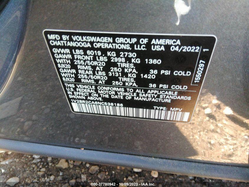 VOLKSWAGEN ATLAS 3.6L V6 SEL 2022