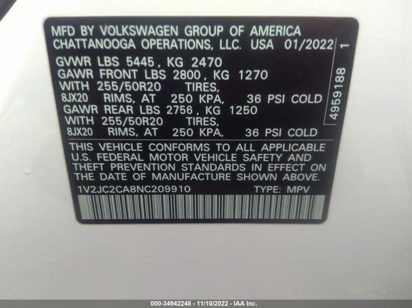 VOLKSWAGEN ATLAS CROSS SPORT 2.0T SE W/TECHNOLOGY 2022