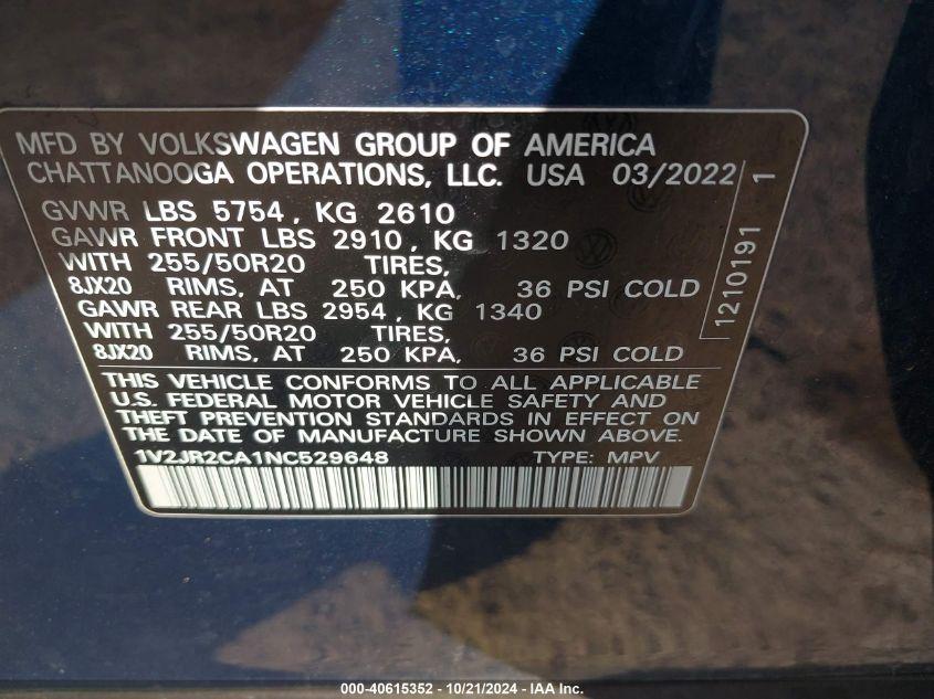 VOLKSWAGEN ATLAS 3.6L V6 SE W/TECHNOLOGY 2022