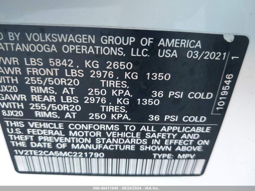 VOLKSWAGEN ATLAS CROSS SPORT 3.6L V6 SEL PREMIUM 2021