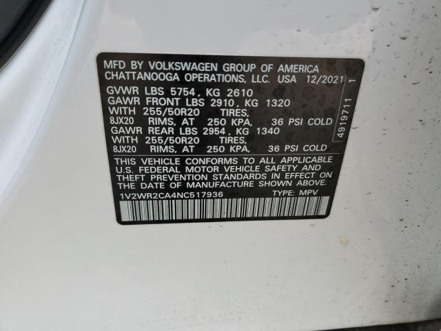 VOLKSWAGEN ATLAS SE 2022