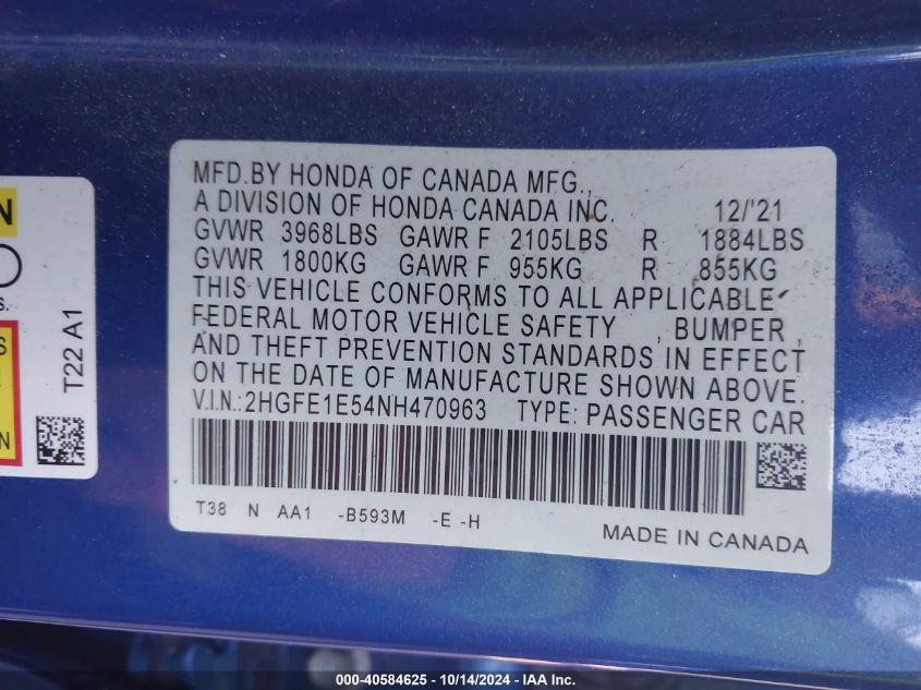 HONDA CIVIC SI SEDAN 2022