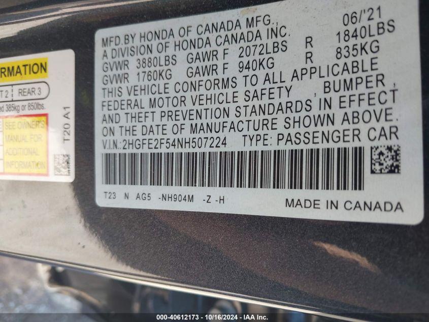 HONDA CIVIC SPORT 2022