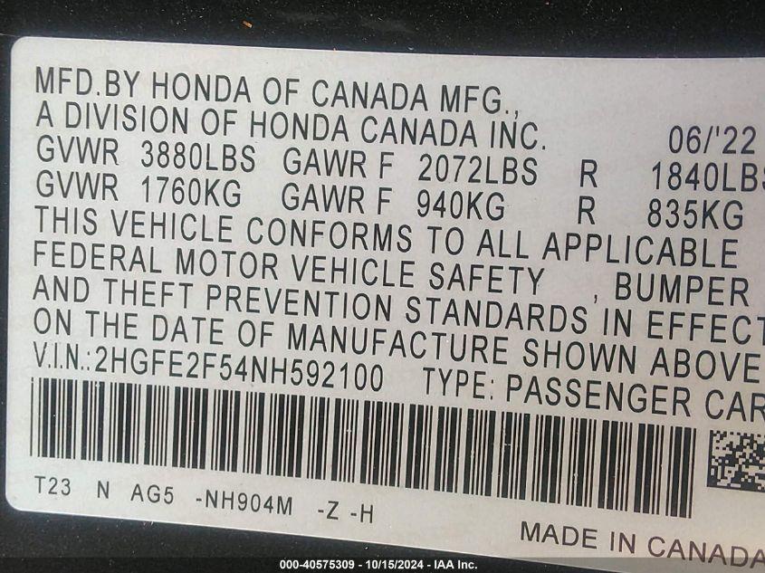 HONDA CIVIC SPORT 2022