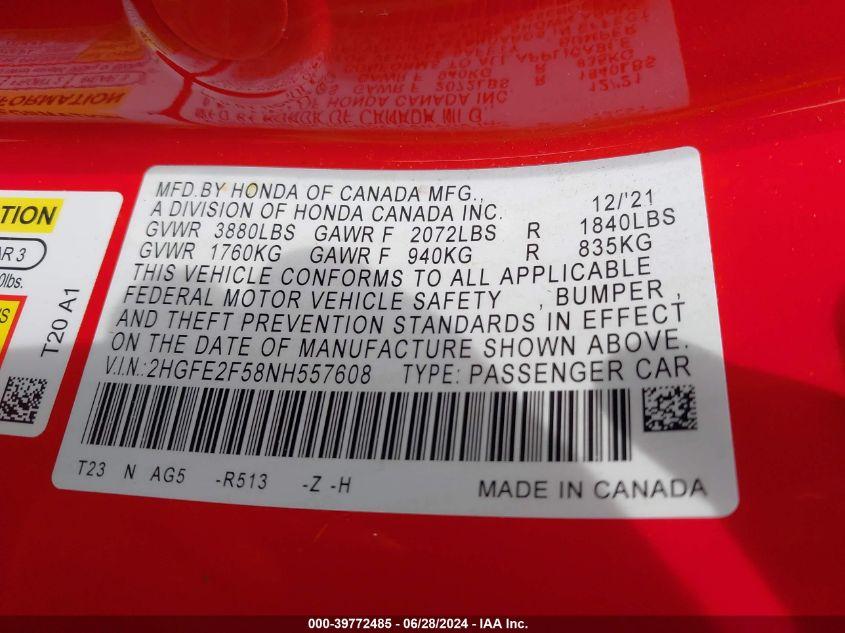 HONDA CIVIC SPORT 2022