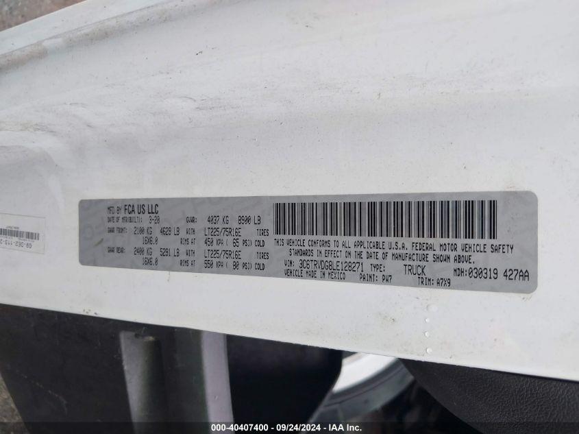 RAM PROMASTER 2500 HIGH ROOF 159 WB 2020