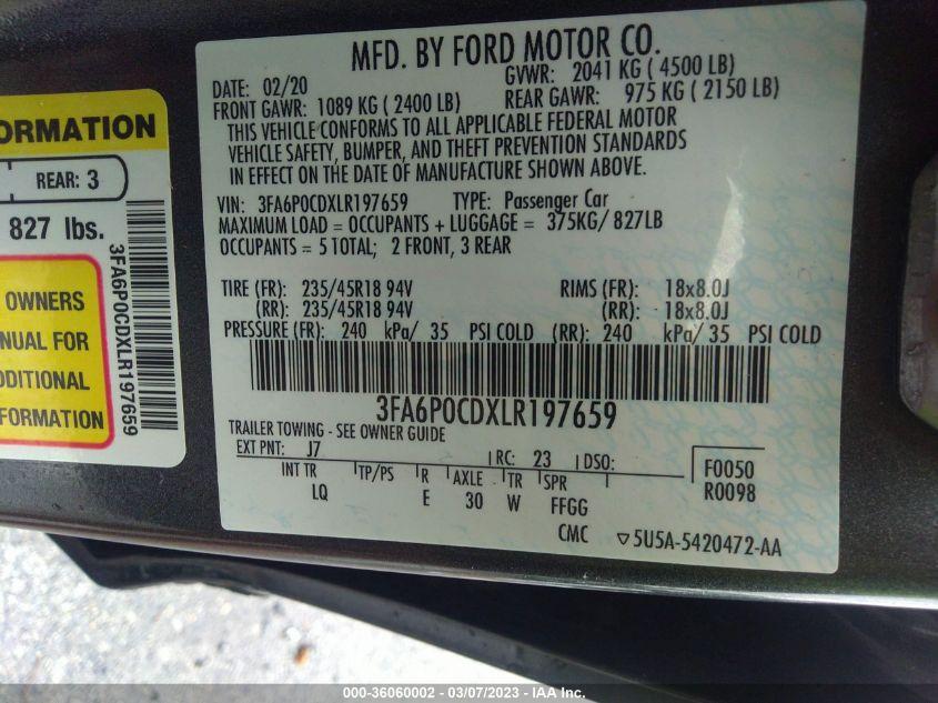 FORD FUSION SEL 2020