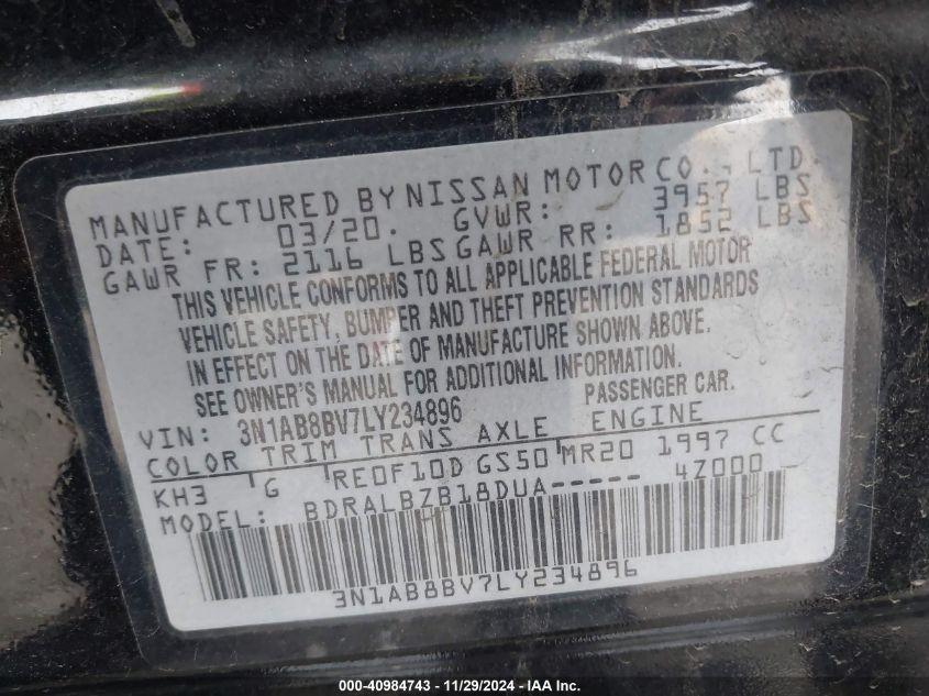 NISSAN SENTRA S XTRONIC CVT 2020