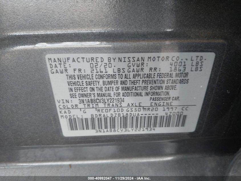 NISSAN SENTRA SV XTRONIC CVT 2020