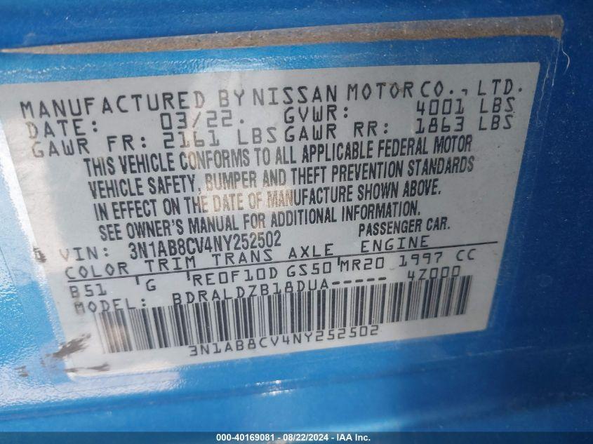 NISSAN SENTRA SV XTRONIC CVT 2022