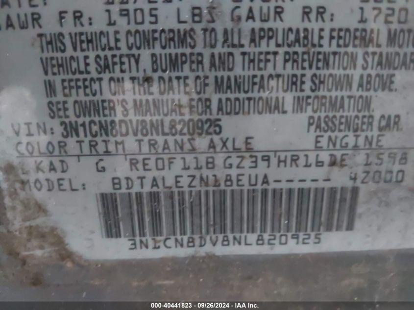 NISSAN VERSA 1.6 S XTRONIC CVT 2022