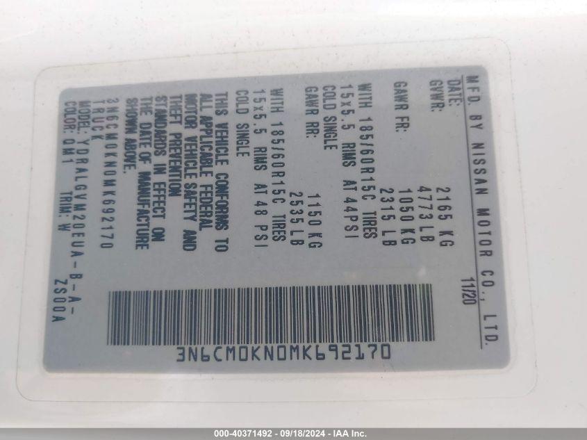 NISSAN NV200 COMPACT CARGO SV XTRONIC CVT 2021