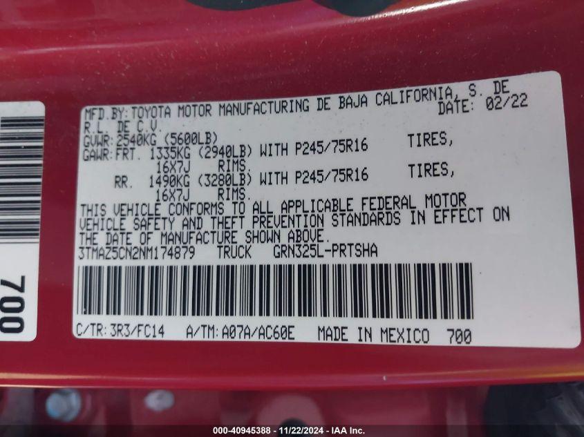 TOYOTA TACOMA SR5 V6 2022