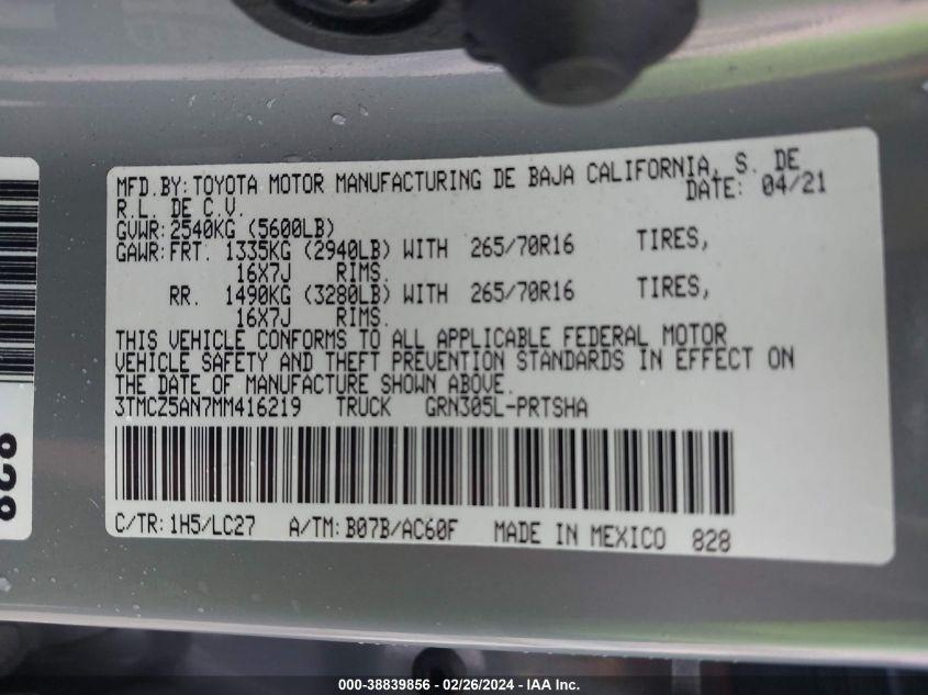 TOYOTA TACOMA TRD OFF-ROAD 2021