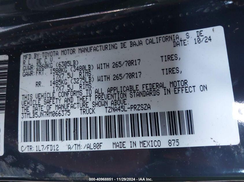 TOYOTA TACOMA DOUBLE CAB/SR5/TRD SPORT/TRD OFF ROAD/LTD 2024