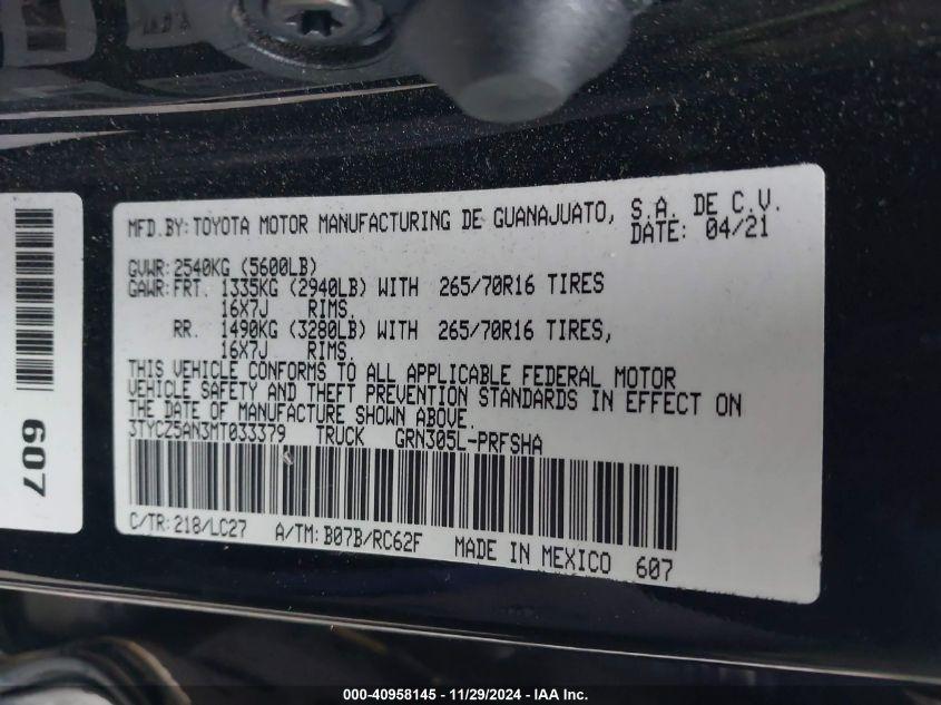 TOYOTA TACOMA TRD OFF-ROAD 2021