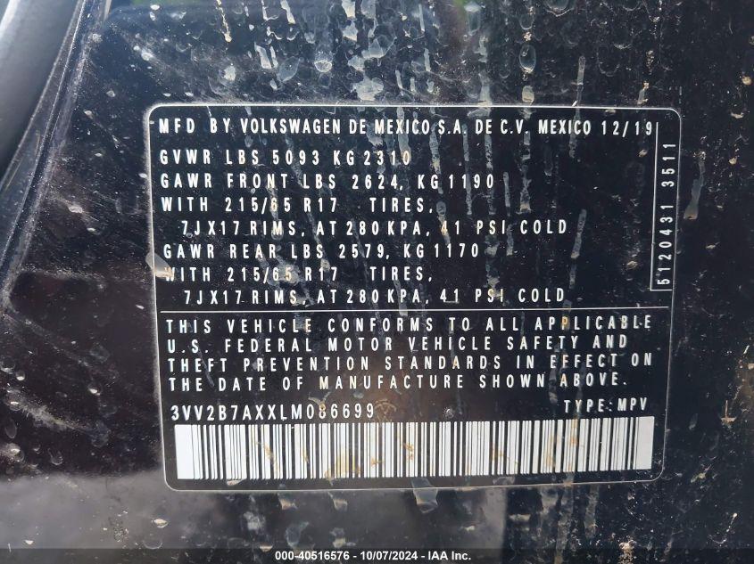 VOLKSWAGEN TIGUAN 2.0T SE/2.0T SE R-LINE BLACK/2.0T SEL 2020