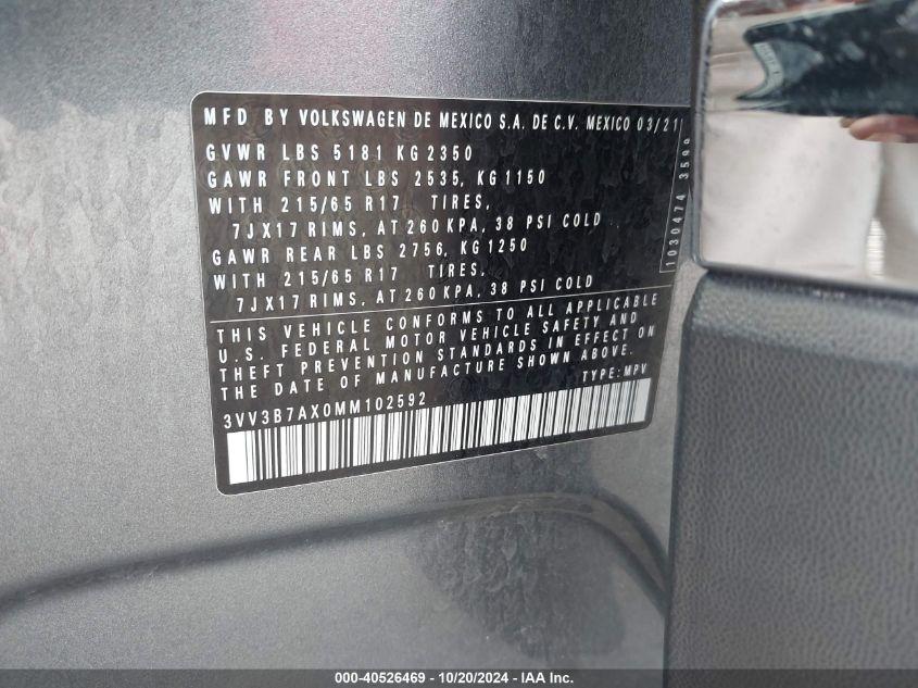 VOLKSWAGEN TIGUAN 2.0T SE/2.0T SE R-LINE BLACK/2.0T SEL 2021