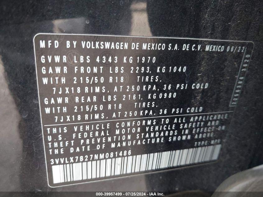 VOLKSWAGEN TAOS SE IQ DRIVE/SEL 2022