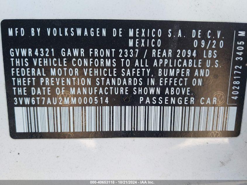 VOLKSWAGEN GOLF GTI 2.0T AUTOBAHN/2.0T S/2.0T SE 2021