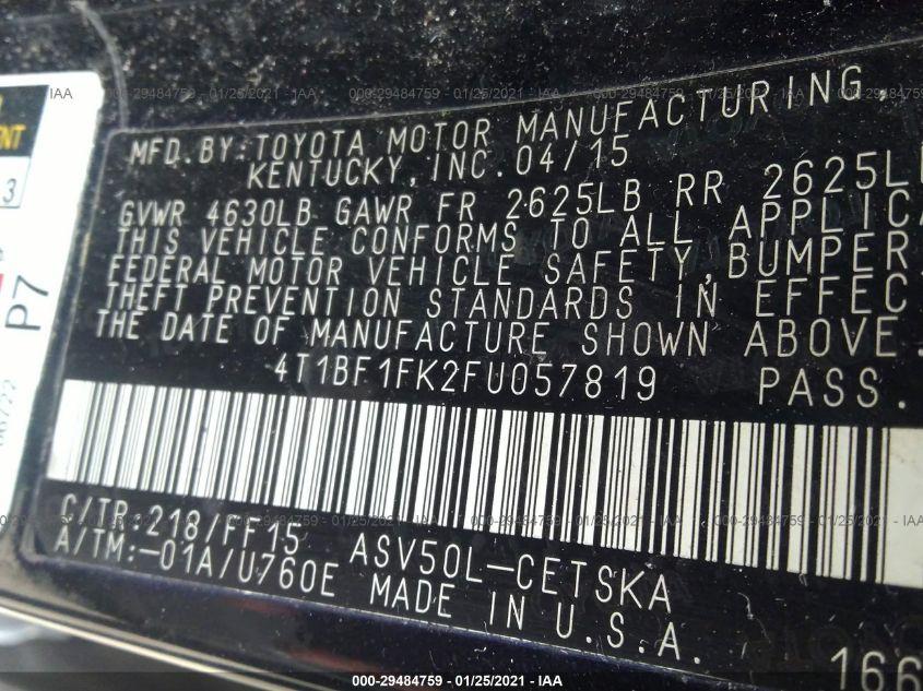 TOYOTA CAMRY XLE/SE/LE/XSE 2015