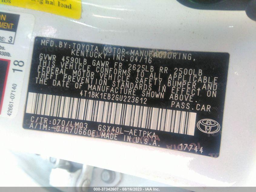 TOYOTA AVALON LIMITED/TOURING/XLE 2016