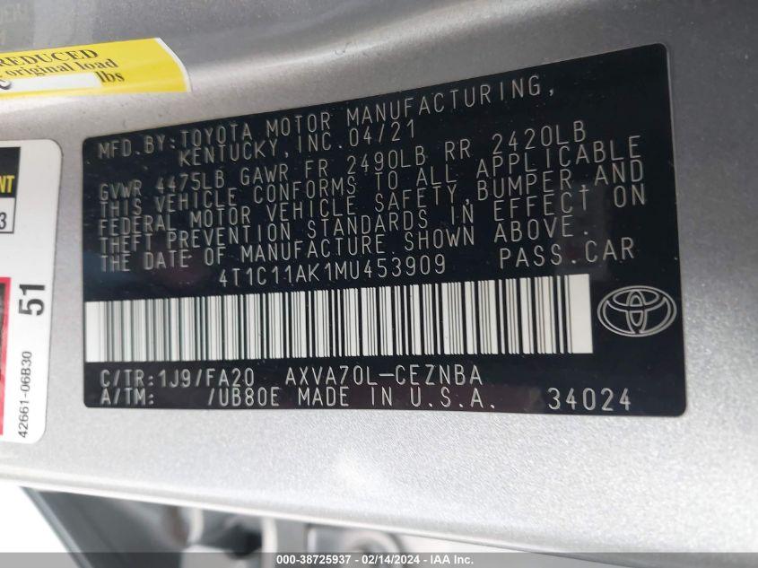 TOYOTA CAMRY LE 2021