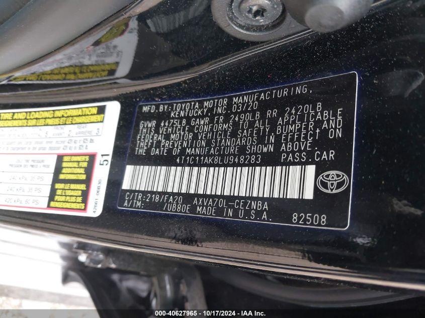 TOYOTA CAMRY LE 2020