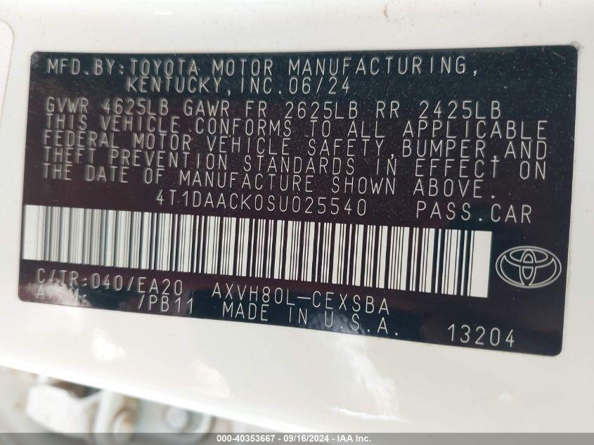 TOYOTA CAMRY XSE/XLE/LE/SE 2025