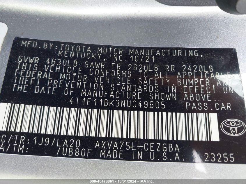 TOYOTA CAMRY XLE AWD 2022