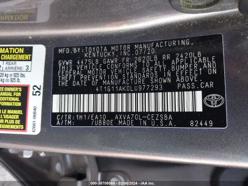 TOYOTA CAMRY SE 2020