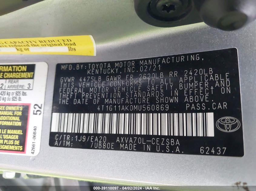 TOYOTA CAMRY SE 2021