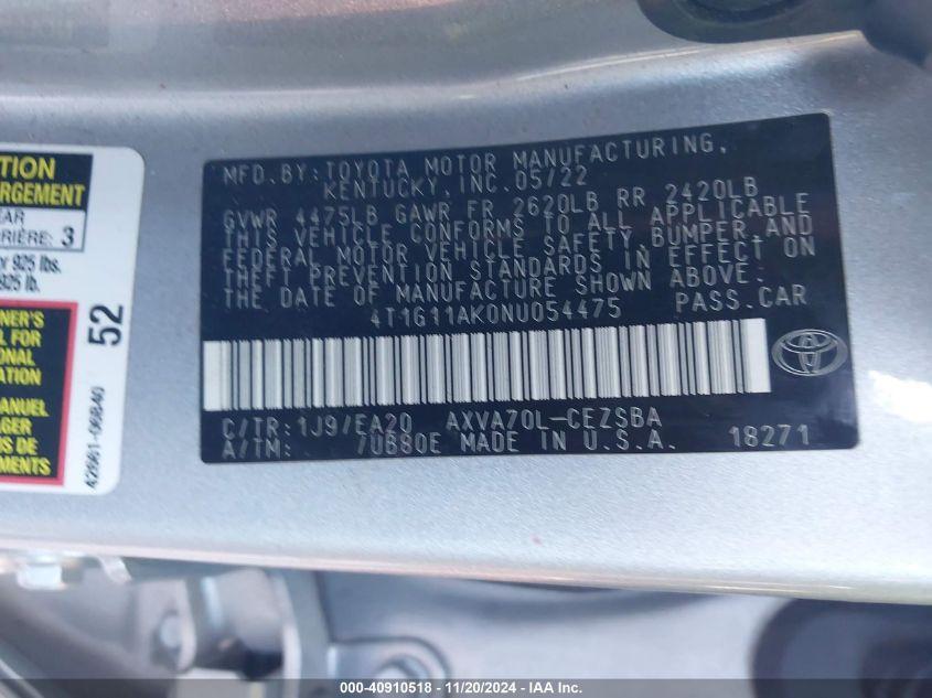 TOYOTA CAMRY SE 2022