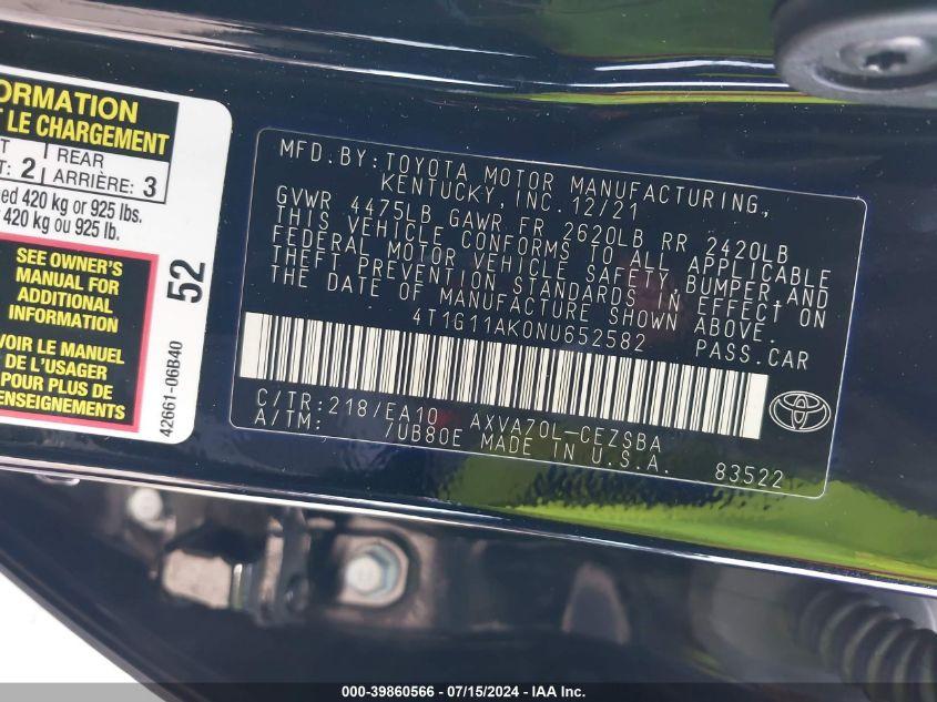 TOYOTA CAMRY SE/SE NIGHT SHADE 2022