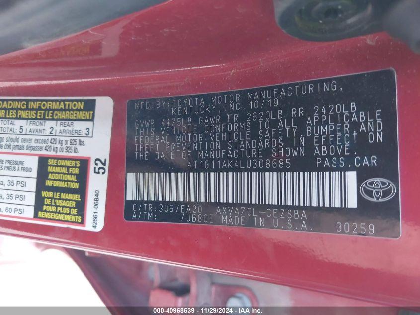 TOYOTA CAMRY SE 2020